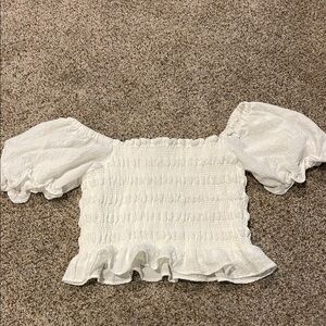 HYFVE White Smocked Off-Shoulder Top
